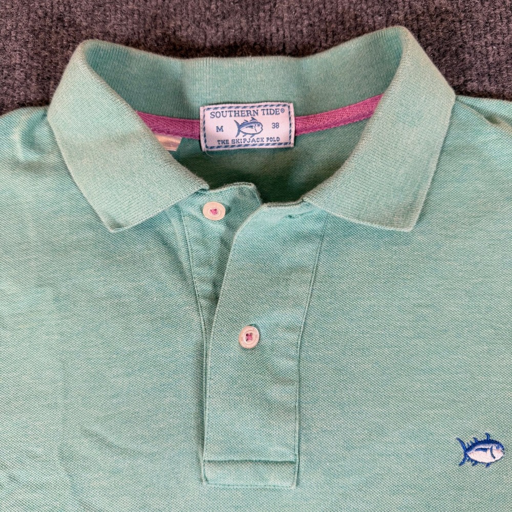 Southern Tide Mens Skipjack Polo Shirt Medium Green Short Sleeve Stretch #3551